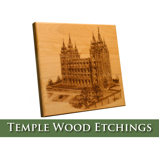 TEMPLE WOOD ETCHING 9x9